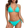 Anfilia Women's Bikini Set Gradient Swimwear Halter Swimsuit Side Bandage Bathing Suit Beachwear Sexy Bikini