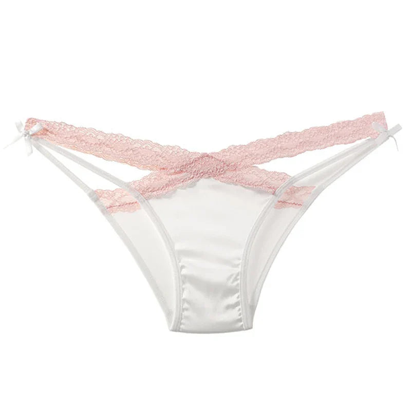 CINOON Women Sexy Lingerie G String Lace Panties Femal Low-waist Cross Bandage Transparent Temptation Underwear Comfort Intimate