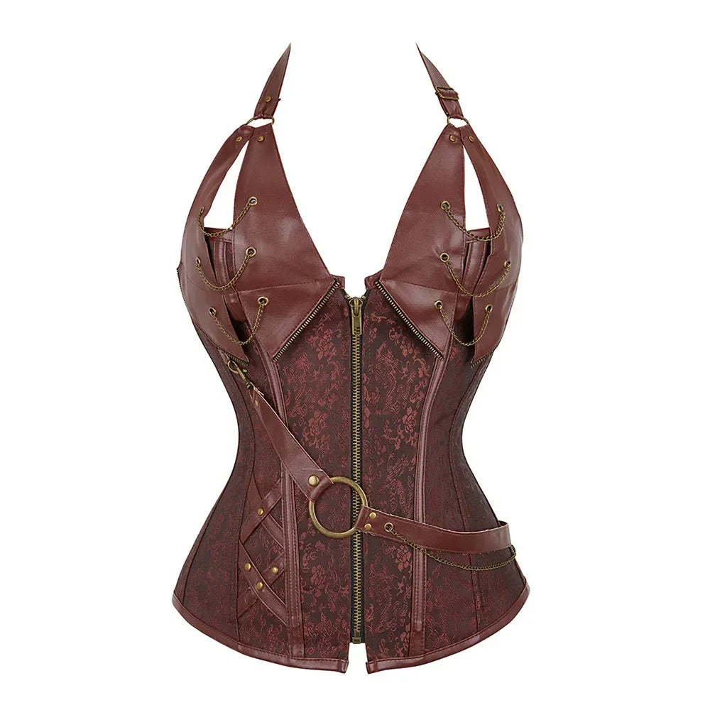 Women Bustiers Corsets Medieval Viking Pirate Costume Gothic Leather Overbust Corselet Steampunk Corset Vest Bustiers