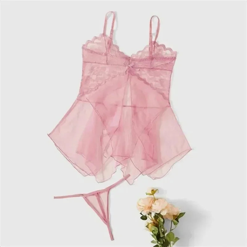 Sexy Lingerie For Fine Women Women'S Lace Fluoroscopy Beauty Tulle Elegant Reverie Sexy Lingerie Fantasy Tulle Intimate Set