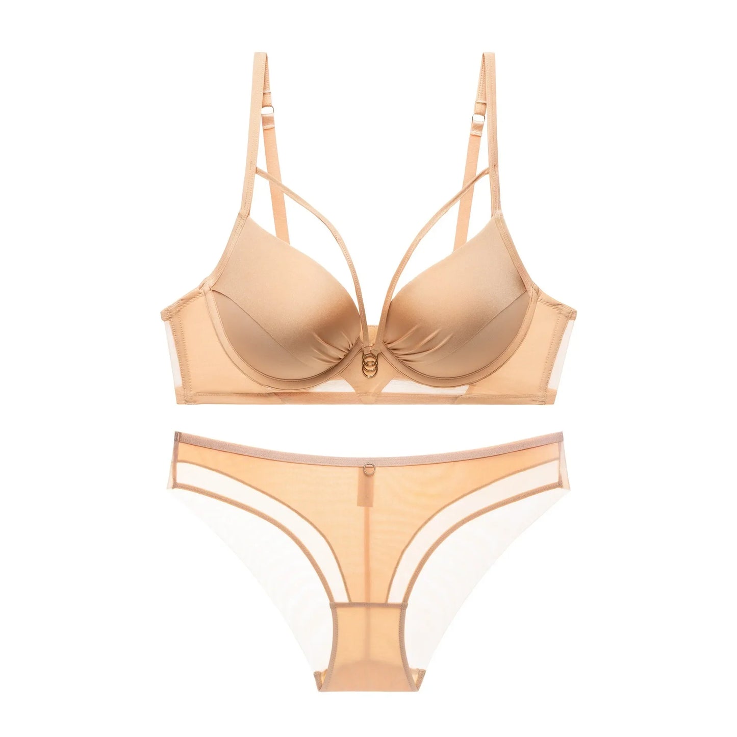 Skeleton Solid Color Plus Size CD Size Lingerie SuitPush Up Bra Set Adjustable Brassiere With Comfort Panties