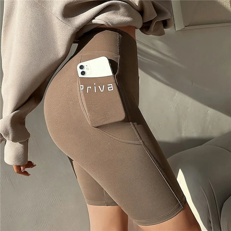 Women Yoga Sports Shorts High Waist Fitness Shorts Casual Streetwear Short Trousers Female Tight Shorts For Ladies Workout Pants