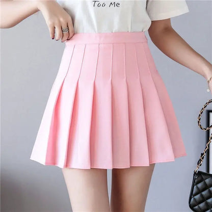 White Women Pleated Skirts Summer High Waist Zipper Girls Dancing JK Mini Skirts Black Fashion Student A Line Faldas 2024