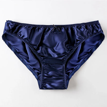 Women'S Panties 100% Mulberry Silk Sexy Underwear Female Soft Smooth Lingerie Low-Waist Solid Color Ladies Sensual Briefs
