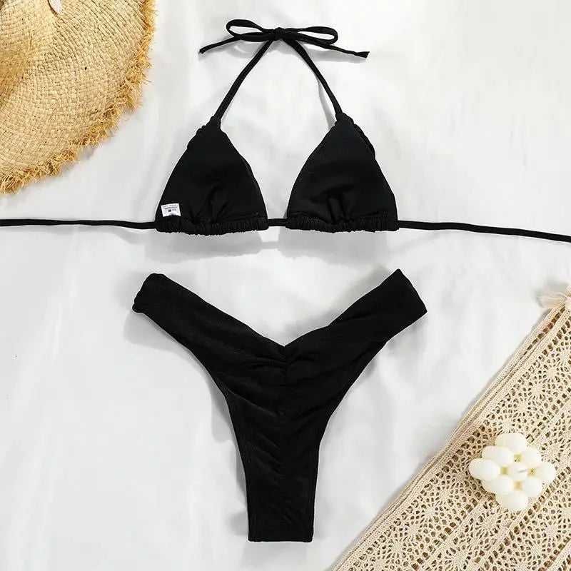 New Sexy Bikini Women Print Brazilian Bikini Set Halter Backless Swimsuit Swim Wear Biquini Dot biquini female