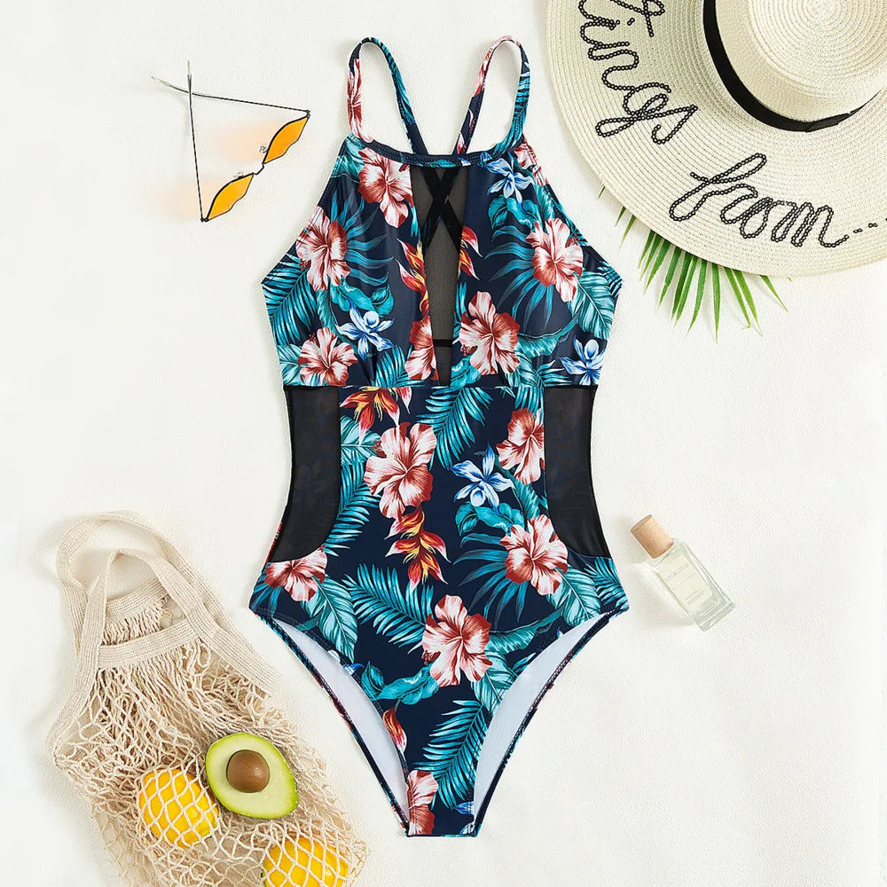 New Black Net Large Size Swimwear Female Plus Size One-Piece Swimsuit Push Up For Beach Pool Bather Swimming Body Bathing Suit