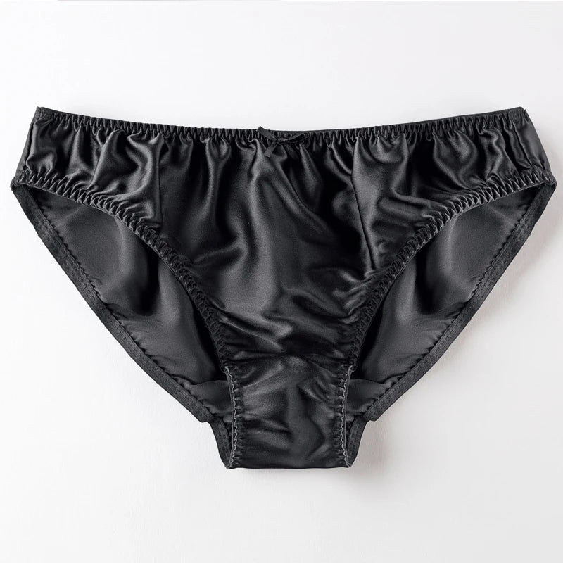 Women'S Panties 100% Mulberry Silk Sexy Underwear Female Soft Smooth Lingerie Low-Waist Solid Color Ladies Sensual Briefs