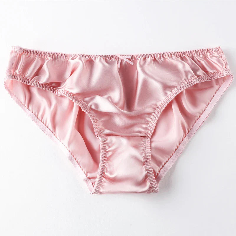 Women'S Panties 100% Mulberry Silk Sexy Underwear Female Soft Smooth Lingerie Low-Waist Solid Color Ladies Sensual Briefs
