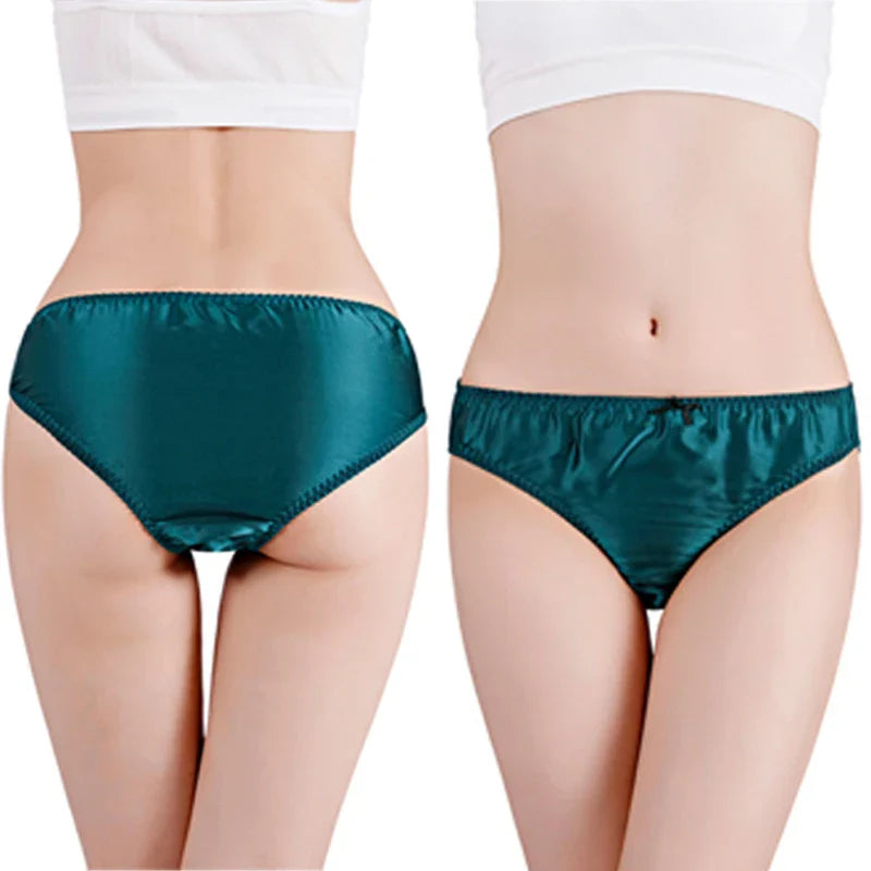 Women'S Panties 100% Mulberry Silk Sexy Underwear Female Soft Smooth Lingerie Low-Waist Solid Color Ladies Sensual Briefs