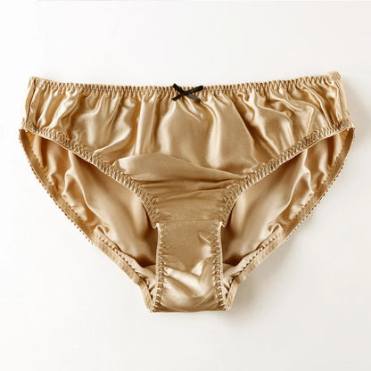 Women'S Panties 100% Mulberry Silk Sexy Underwear Female Soft Smooth Lingerie Low-Waist Solid Color Ladies Sensual Briefs
