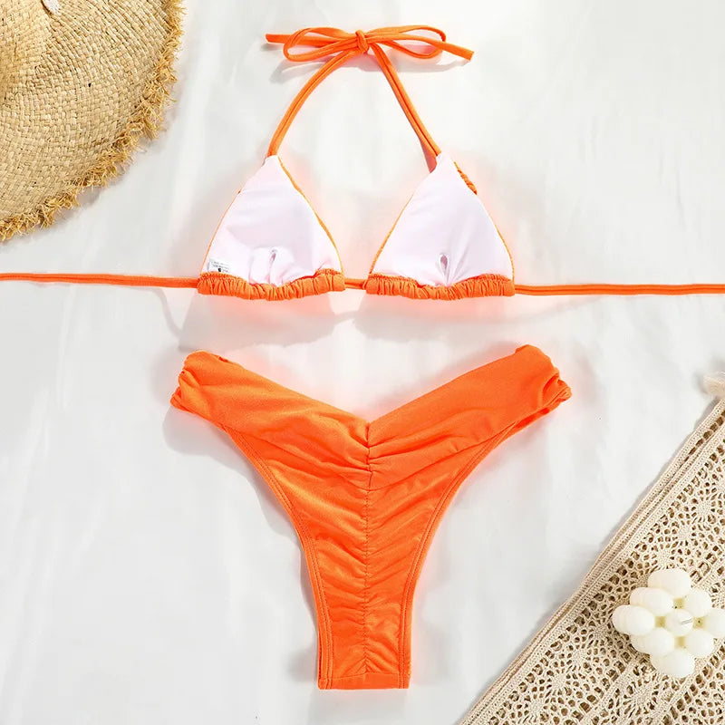 New Sexy Bikini Women Print Brazilian Bikini Set Halter Backless Swimsuit Swim Wear Biquini Dot biquini female