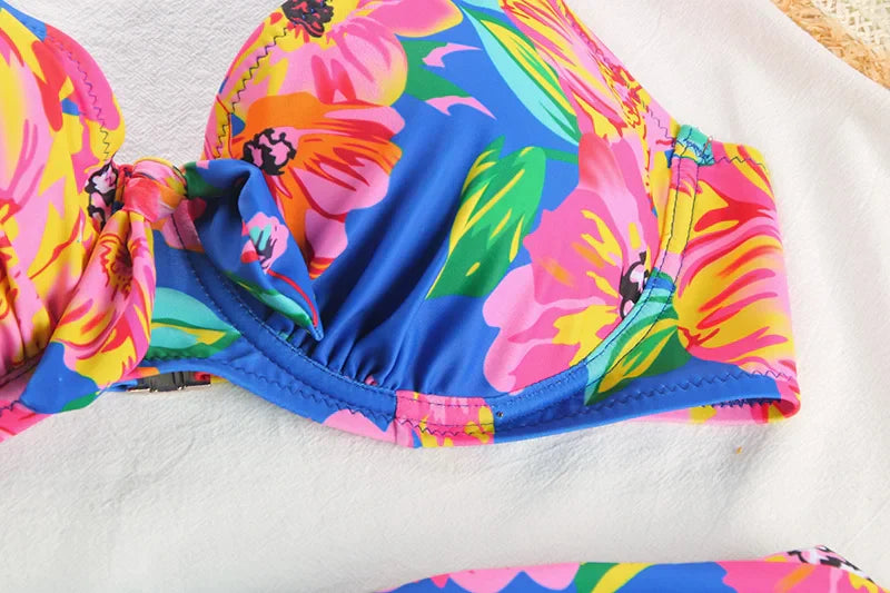 Rinabe Push Up Bikinis Swimsuit Female Beachwear Floral Print Swimwear Women Bathing Suit High Waist Bikini Sets Sexy Biquinis