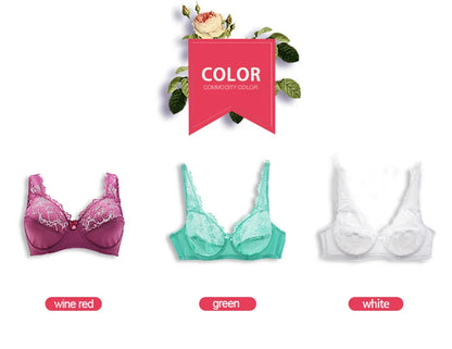 Women Plus Size Bra Breathable Sexy Lingerie Perspective Brassiere Floral Lace Bras Unlined Underwire Female Underwear
