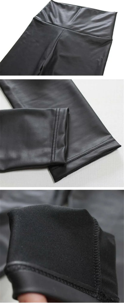 New PU Leather Pants for WOMEN'S Colorful High Waisted Tight Fitting Slimming and Yoga Leggings for External Wear