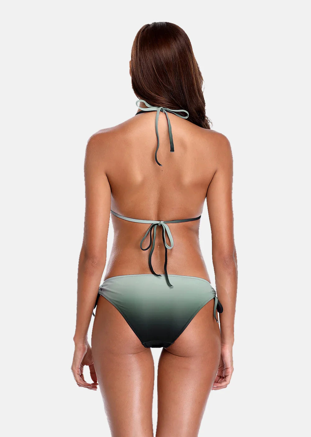 Anfilia Women's Bikini Set Gradient Swimwear Halter Swimsuit Side Bandage Bathing Suit Beachwear Sexy Bikini