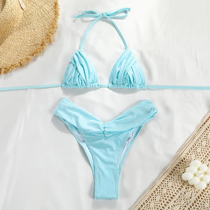 New Sexy Bikini Women Print Brazilian Bikini Set Halter Backless Swimsuit Swim Wear Biquini Dot biquini female