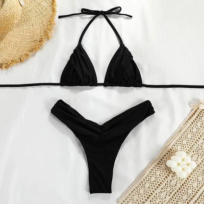 New Sexy Bikini Women Print Brazilian Bikini Set Halter Backless Swimsuit Swim Wear Biquini Dot biquini female