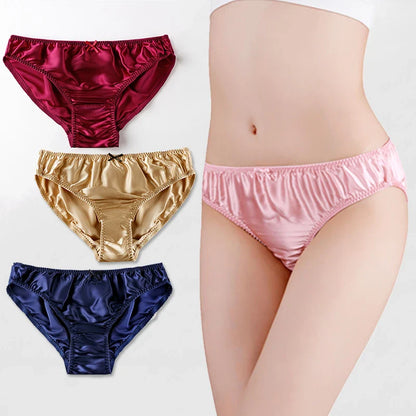 Women'S Panties 100% Mulberry Silk Sexy Underwear Female Soft Smooth Lingerie Low-Waist Solid Color Ladies Sensual Briefs