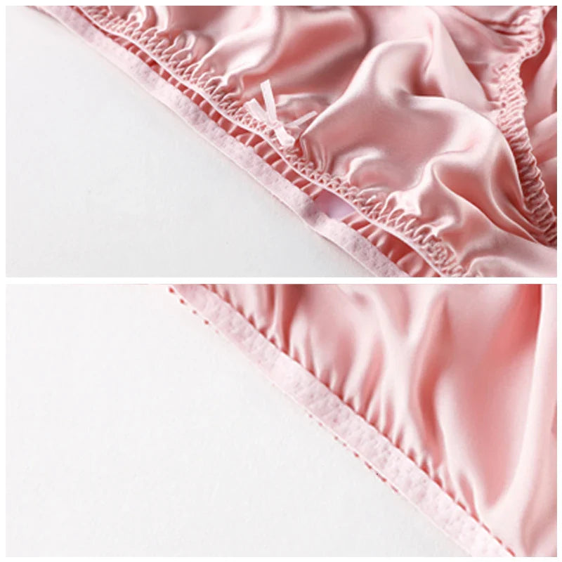 Women'S Panties 100% Mulberry Silk Sexy Underwear Female Soft Smooth Lingerie Low-Waist Solid Color Ladies Sensual Briefs