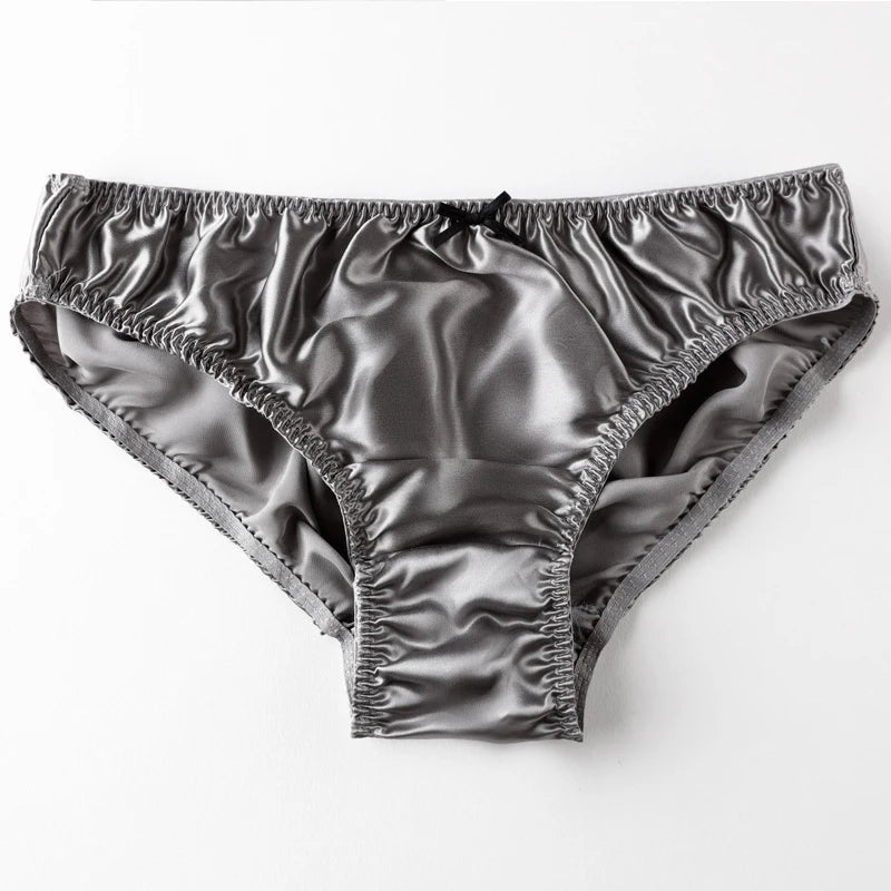Women'S Panties 100% Mulberry Silk Sexy Underwear Female Soft Smooth Lingerie Low-Waist Solid Color Ladies Sensual Briefs