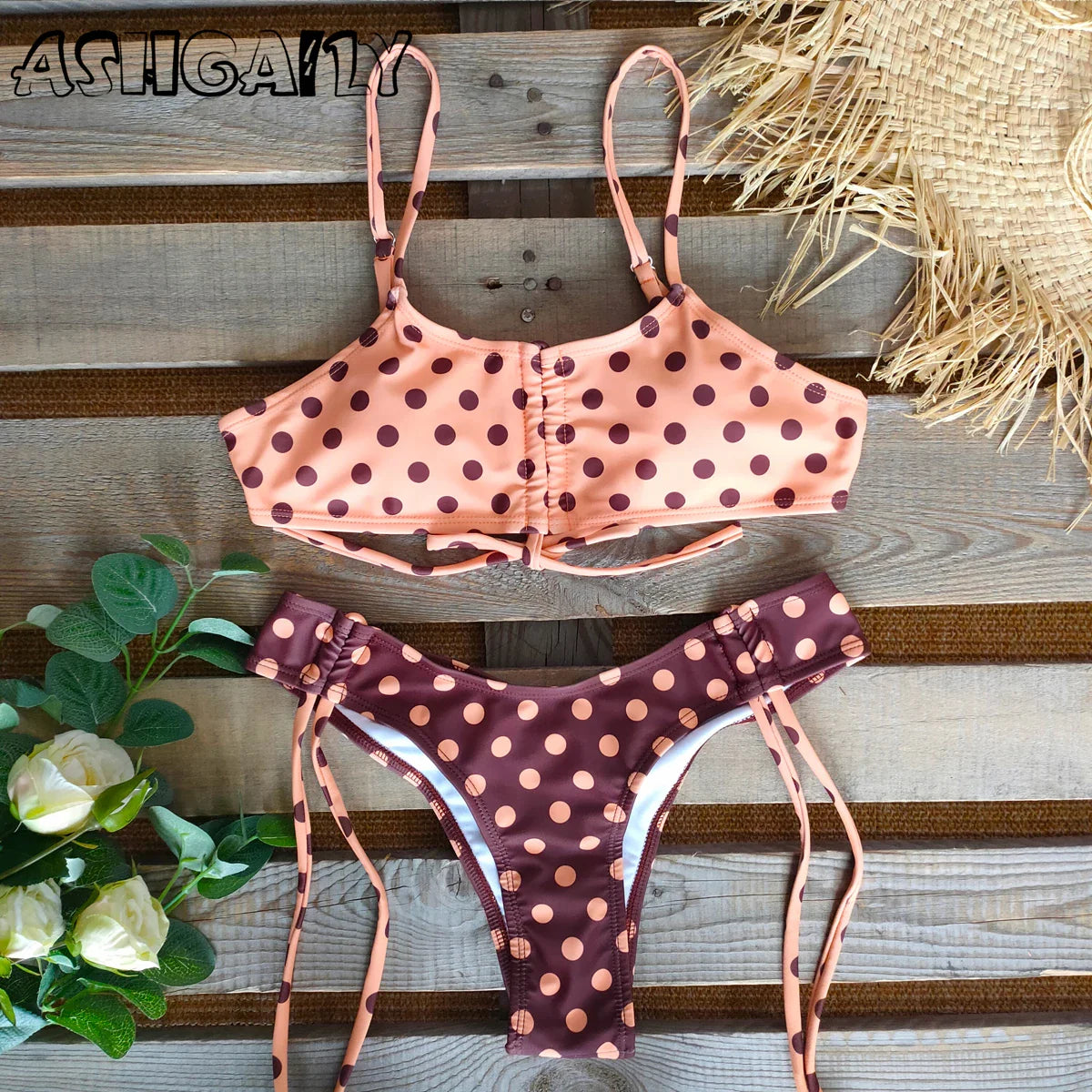 New Sexy Bikini Women Print Brazilian Bikini Set Halter Backless Swimsuit Swim Wear Biquini Dot biquini female