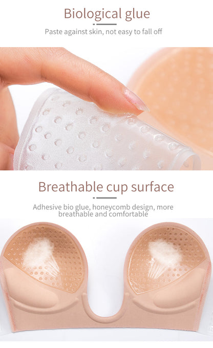 Invisible Push Up Bra Strapless Bras Dress Wedding Party Sticky Self-adhesive Silicone Brassiere Breathable Deep U Bra Underwear