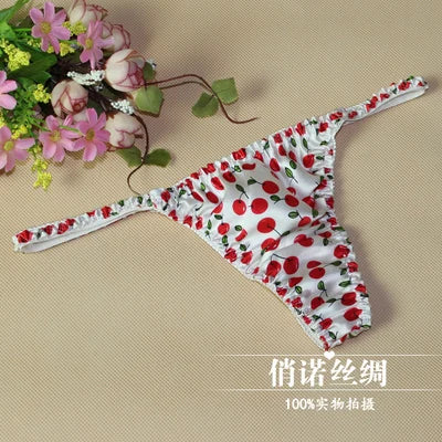 100% Mulberry silk woman briefs natural silk summer cool sexy thong lady panties
