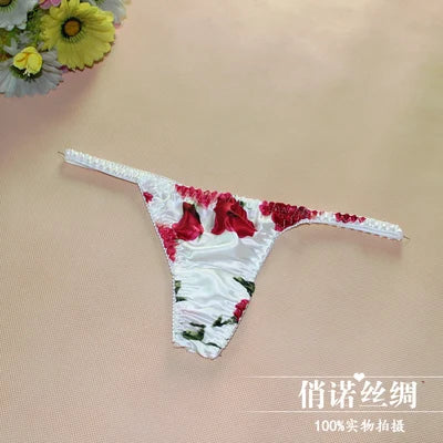 100% Mulberry silk woman briefs natural silk summer cool sexy thong lady panties