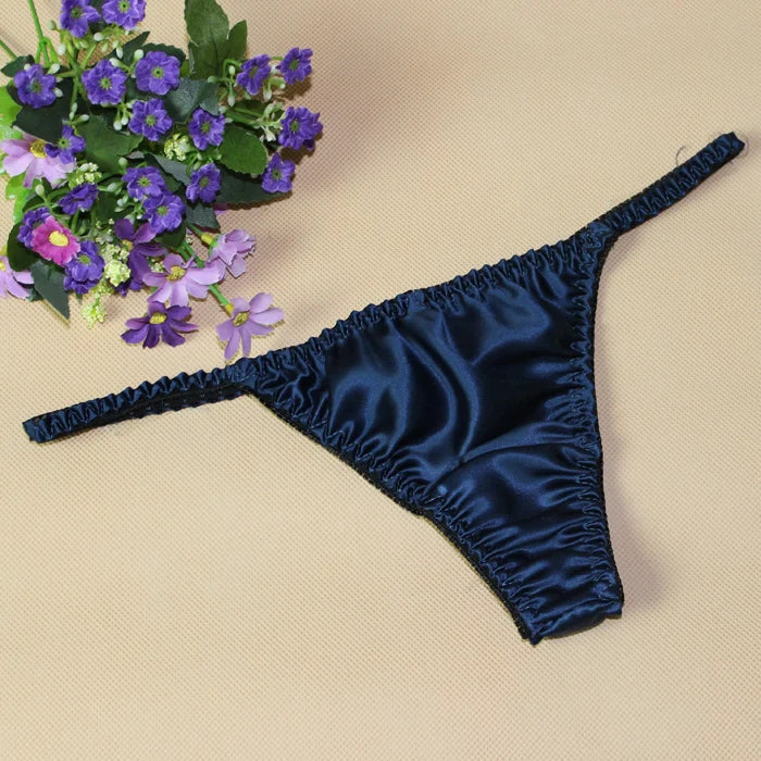 100% Mulberry silk woman briefs natural silk summer cool sexy thong lady panties