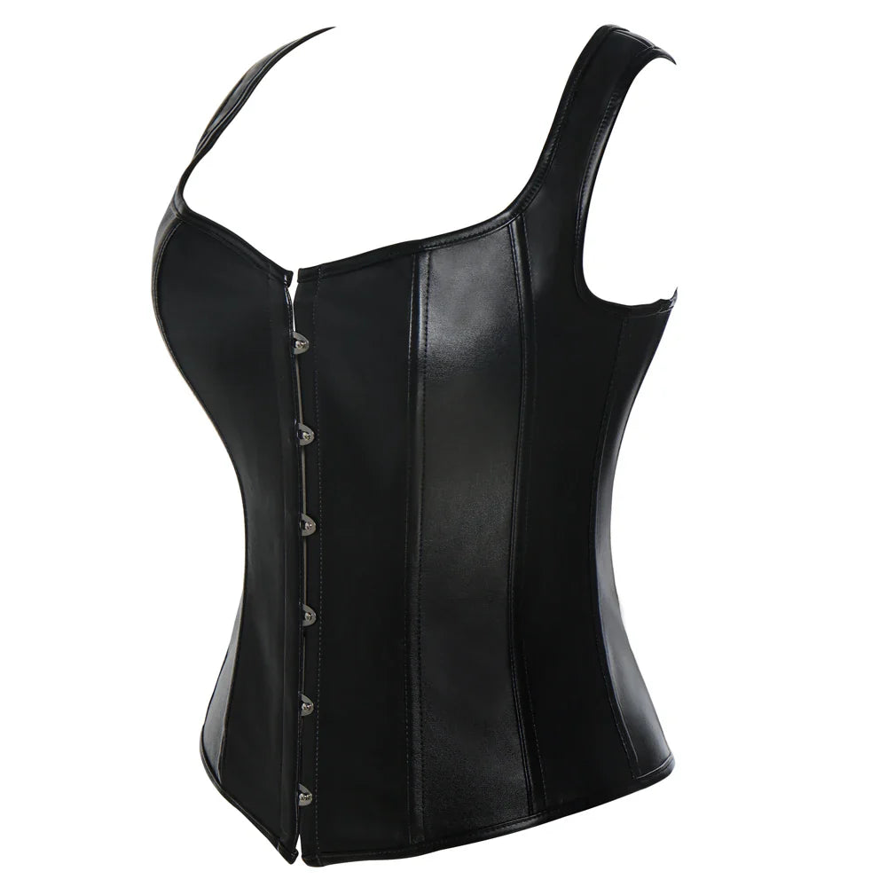 X New Steampunk Steel Boned Lace up Back Sexy Body Bustier Overbust Corset Women Waist Cincher Corsets Black Plus Size S-6XL