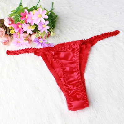 100% Mulberry silk woman briefs natural silk summer cool sexy thong lady panties