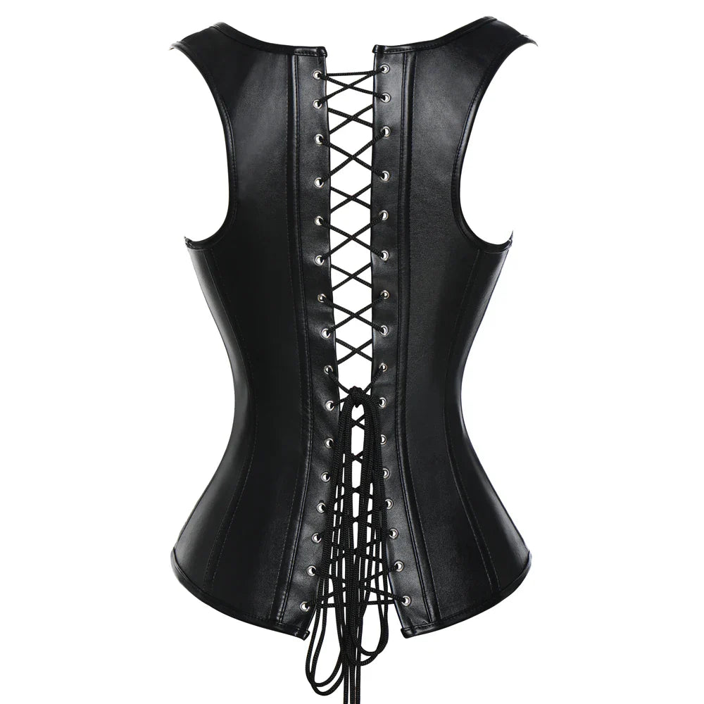 X New Steampunk Steel Boned Lace up Back Sexy Body Bustier Overbust Corset Women Waist Cincher Corsets Black Plus Size S-6XL