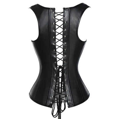 X New Steampunk Steel Boned Lace up Back Sexy Body Bustier Overbust Corset Women Waist Cincher Corsets Black Plus Size S-6XL