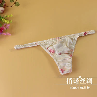 100% Mulberry silk woman briefs natural silk summer cool sexy thong lady panties