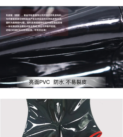 S-5XL Sleeveless Wet Look PVC Catsuit Shiny PU Leather Zipper Open Crotch Bodysuit Hollow Out Swimsuit Tights Sexy Body Teddies