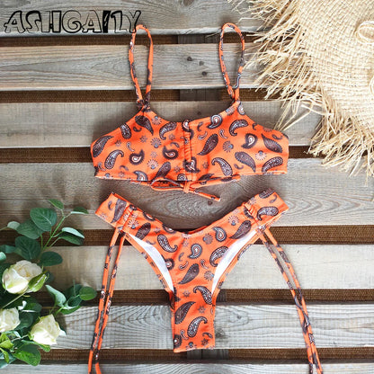 New Sexy Bikini Women Print Brazilian Bikini Set Halter Backless Swimsuit Swim Wear Biquini Dot biquini female