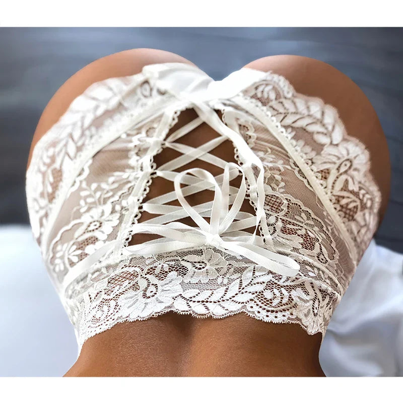 S-XXXL plus size sexy high-waist lace panties, thongs, hollow underwear, lingerie