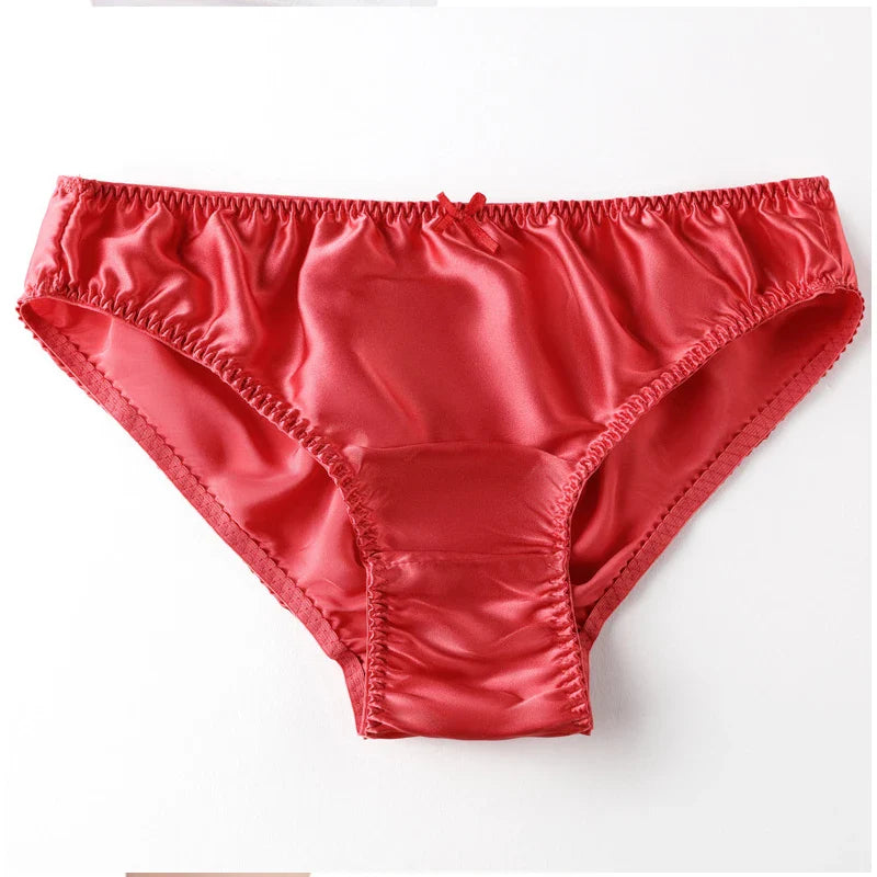 Women'S Panties 100% Mulberry Silk Sexy Underwear Female Soft Smooth Lingerie Low-Waist Solid Color Ladies Sensual Briefs