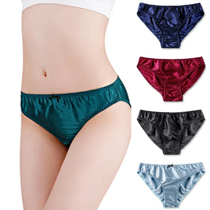 Women'S Panties 100% Mulberry Silk Sexy Underwear Female Soft Smooth Lingerie Low-Waist Solid Color Ladies Sensual Briefs