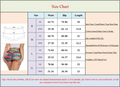 Sexy Booty Shorts Women Quick Drying Push Up Femme Shorts High Waist Workout Gym Shorts Stripe Leopard Fitness Running Shorts