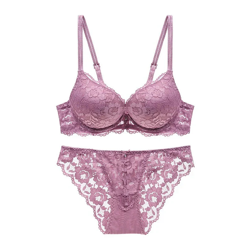 Logirlve Comfort Seamless Bra And Sexy Panties Backless Wireless Set Underwear For Girls Push Up Bra Lace Women Lingerie Sets