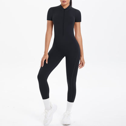 Sexy Backless Bodycon Scrunch Jumpsuit Raises Butt Women Dance Fitness Overalls Push Up  With Chest Cushion Yoga Sport Jump Suit