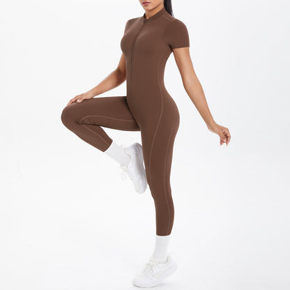 Sexy Backless Bodycon Scrunch Jumpsuit Raises Butt Women Dance Fitness Overalls Push Up  With Chest Cushion Yoga Sport Jump Suit