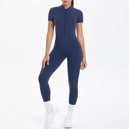 Sexy Backless Bodycon Scrunch Jumpsuit Raises Butt Women Dance Fitness Overalls Push Up  With Chest Cushion Yoga Sport Jump Suit