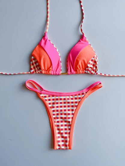 RUOTONGSEPT 2023 Sexy Spliced Swimsuit Women Swimwear Tiger Stripe Print Micro Bikini Set Brazilian Biquinis Beach Bathing Suit