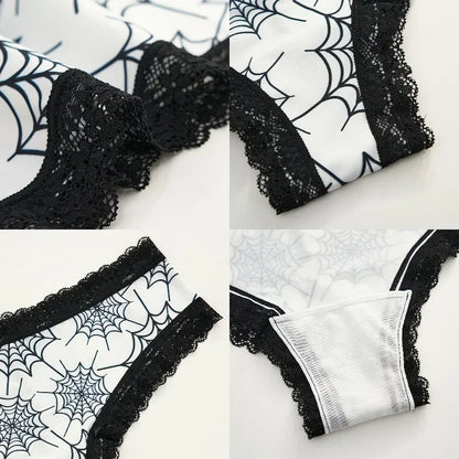 2Pc Set Lingerie Woman Sexy Underwear Lace Female Underwear Ghost Bat Butterfly Gothic Style Breathable Panties For Women