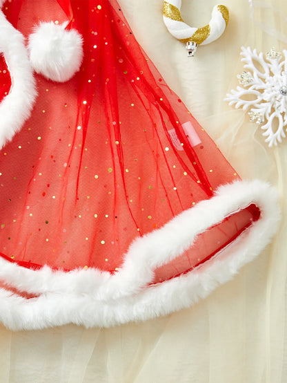 New Sexy Lingerie Christmas Exclusive Pajamas Seductive Expose The Body Exotic Red Lace Up Plush Skirt Babydolls Women Two-piece