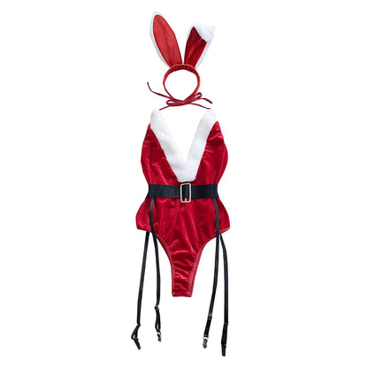 Women'S Christmas Sexy Red Bodysuit Lingerie And A Hat Bridal Lingerie секси комплект женского белья Seksowna Bielizna Komplet