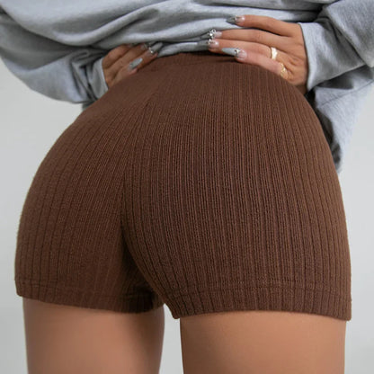 HELIAR Women High Waist A-line Shorts Thin Knit Sports Shorts For Women Casual Running Slim Bodycon Trousers 2025 Spring Summer