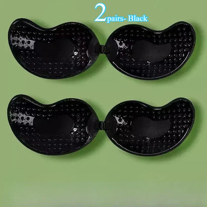 Invisible Push Up Bra for Women Backless Strapless Bra Seamless Front Closure Bralette Underwear Silicone Self-Adhesive Bra Pad